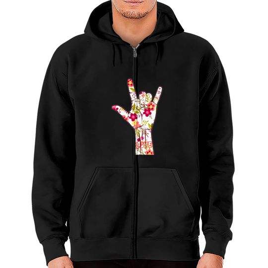 Discover I Love You Sign Language ASL Lovely Floral Gift Zip Hoodies