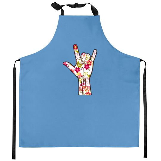 Discover I Love You Sign Language ASL Lovely Floral Gift Kitchen Aprons
