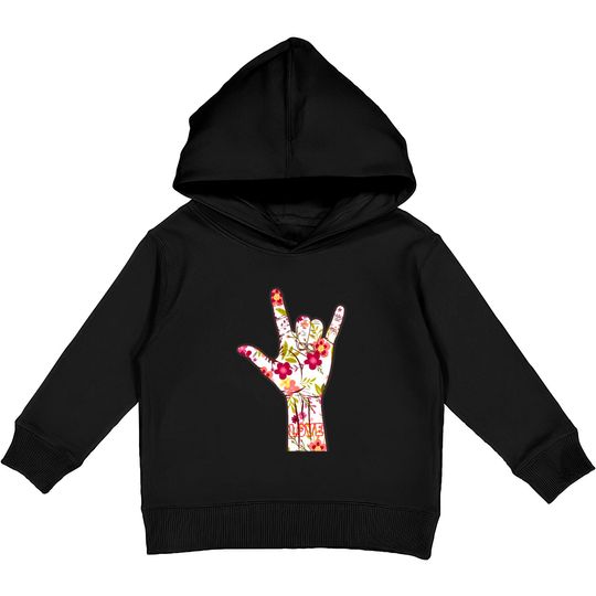 Discover I Love You Sign Language ASL Lovely Floral Gift Kids Pullover Hoodies