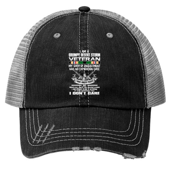 Discover Grumpy desert storm veteran Trucker Hats