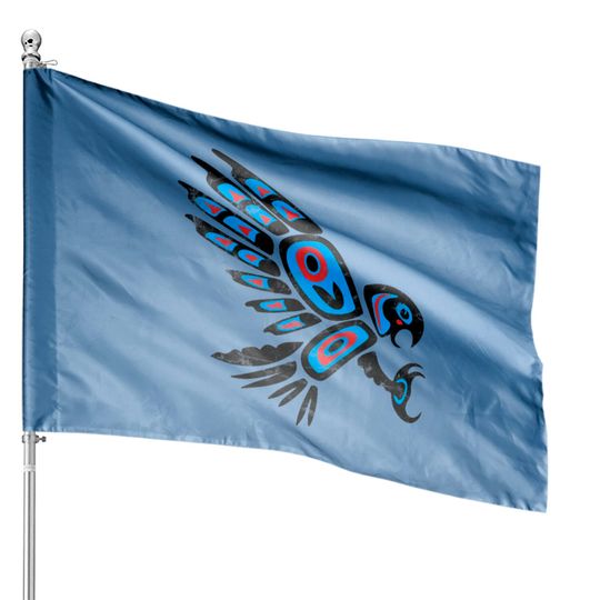 Discover native american red tailed hawk bird Totem tribal House Flags