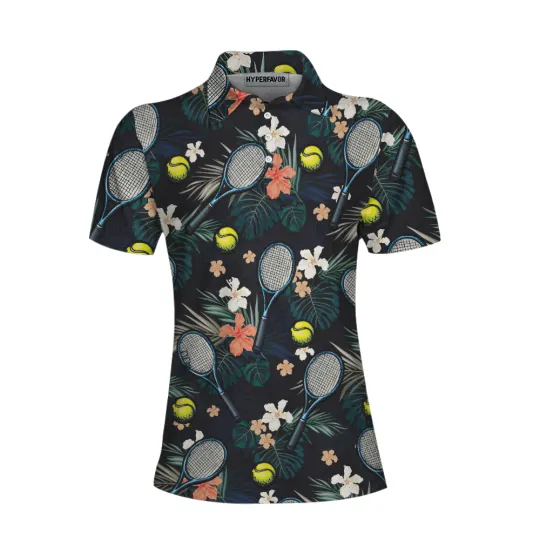 Discover Tropical Floral Tennis Shirt For Women Short Sleeve Women Polo Shirt