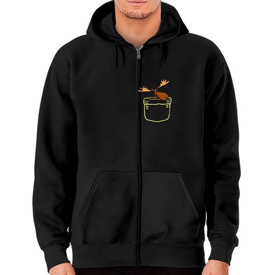 Discover Funny Moose in a Pocket - Moose - Zip Hoodies