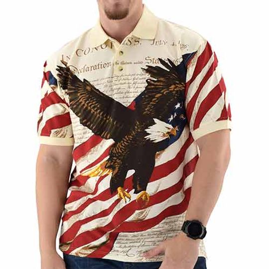 Discover Men's 1776 Eagle July 4th Polo Shirt