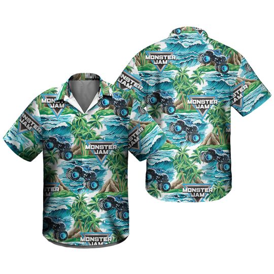 Discover Megalodon Monster Truck Summer Hawaiian Shirt