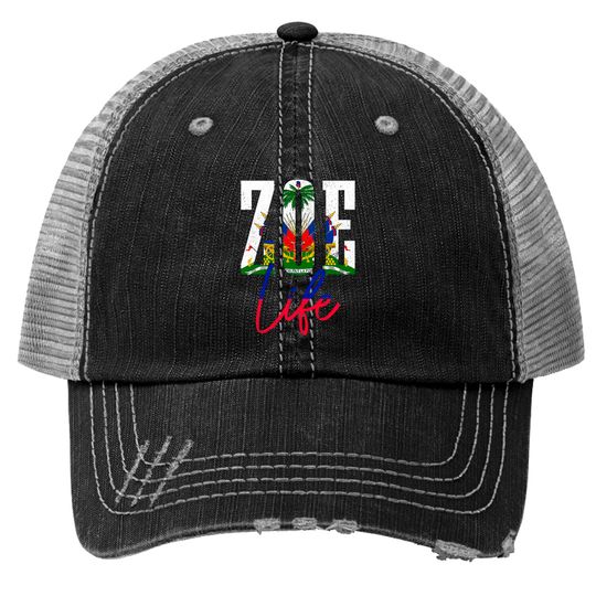 Discover Haiti Flag Zoe Haitian Life Pride Vintage Haiti Trucker Hats