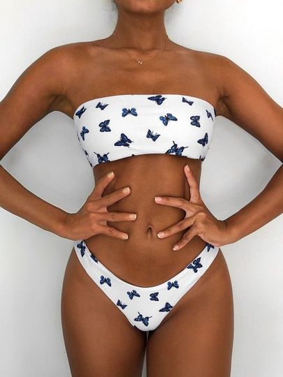 Discover Butterfly Women's Strapless Bikini Swimsuit