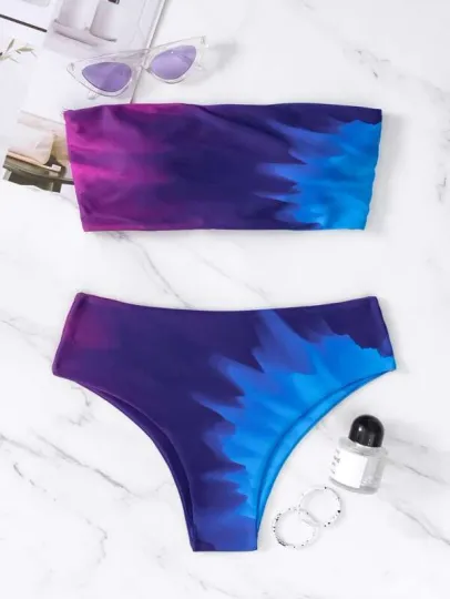 Discover Color print Women's Strapless Bikini Swimsuit