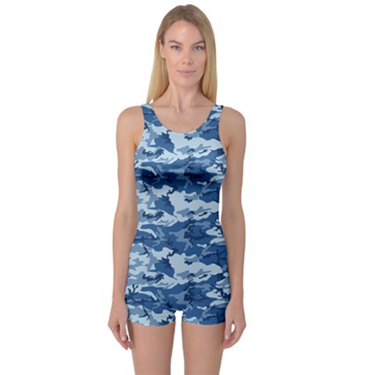 Discover Camo Navy One Piece Boyleg Swimsuit