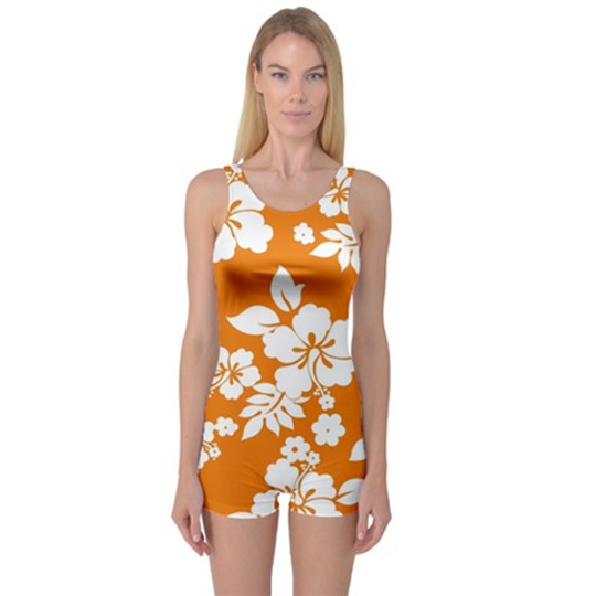 Discover Orange Hawaiian One Piece Boyleg Swimsuit
