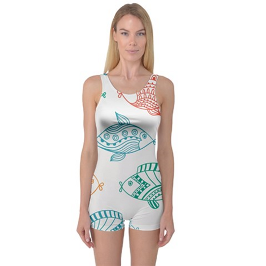 Discover Fish One Piece Boyleg Swimsuit