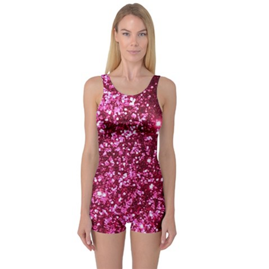 Discover Pink Glitter One Piece Boyleg Swimsuit