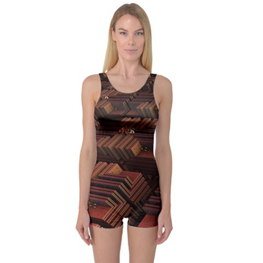 Discover Fractal 3d Render Futuristic One Piece Boyleg Swimsuit