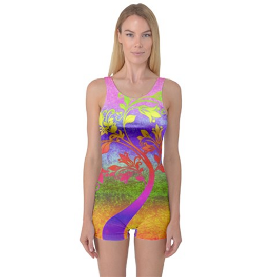 Discover Tree Colorful Mystical Autumn One Piece Boyleg Swimsuit