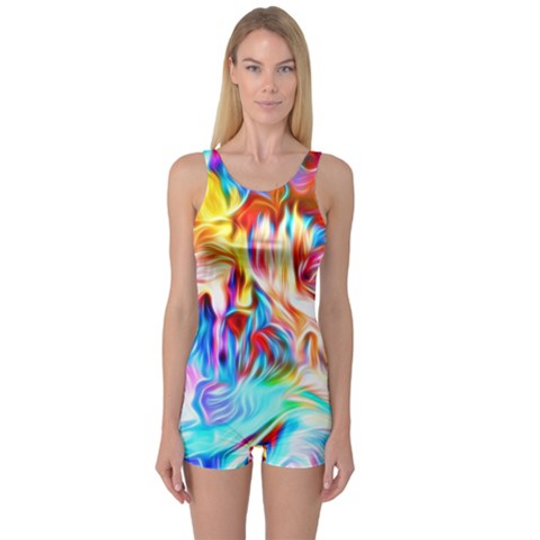 Discover Background Drips Fluid Colorful One Piece Boyleg Swimsuit