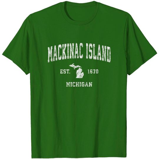 Discover Mackinac Island Michigan MI Vintage Athletic Sports Design T-Shirt