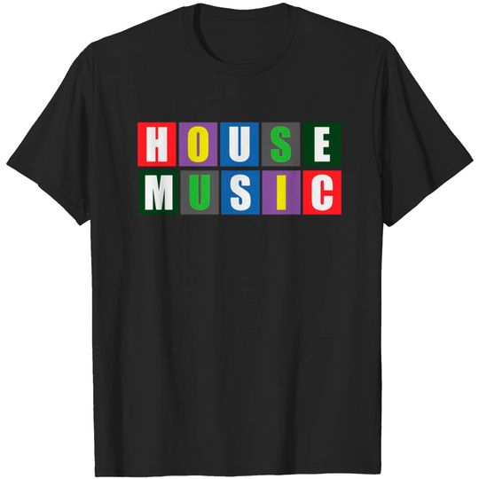 Discover House Music Blocks Blk T-shirt