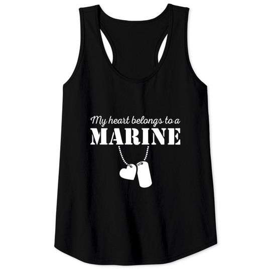 Discover my heart belongs to a marine girlfriend boyfriend Tank Tops