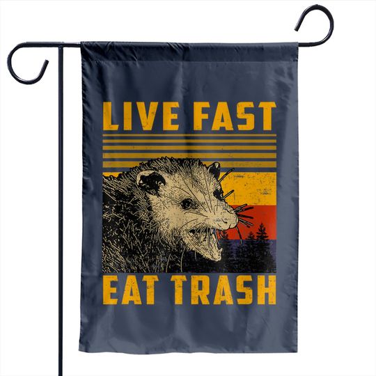 Discover Live Fast Eat Trash Raccoon Camping Or Hiking Lover Garden Flags