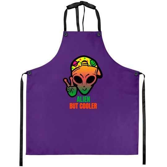 Discover Alien But Cooler Orange Green Aprons