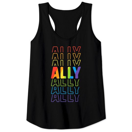 Discover Ally LGBT Pride Rainbow Flag Parade Ally March Mom Tank Tops