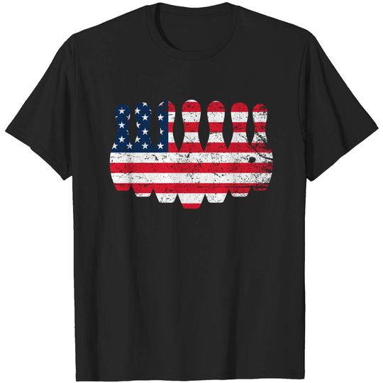 Discover Bowling American Flag 4th of July - Bowling - T-Shirt