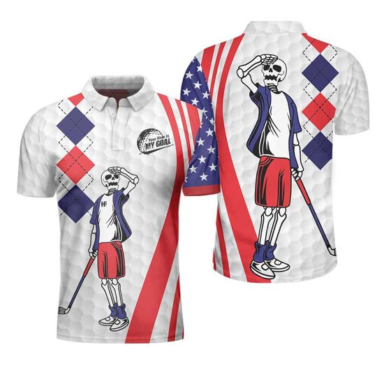 Discover Your Hole Is My Goal Golf American Flag Polo Shirt