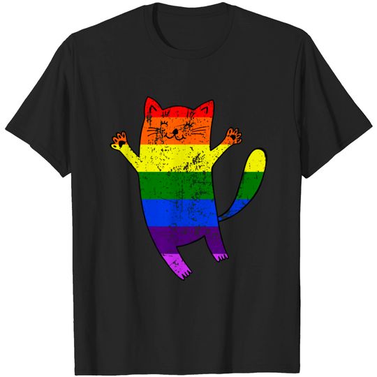 Discover Funny LGBT Pride Flag Cat T-Shirt