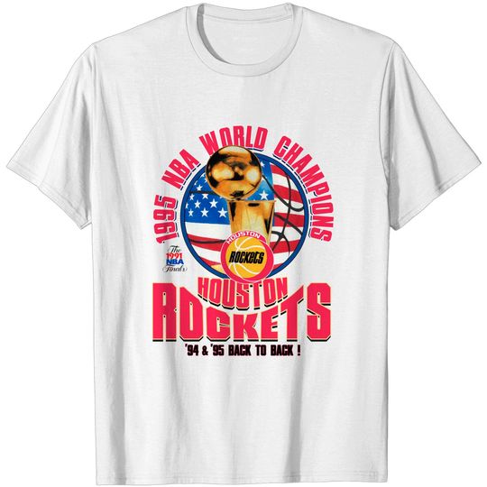 Discover 1995 Houston Rockets World Champions Cotton  T-shirt