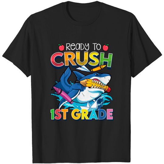 Discover Ready To Crush 1st Grade Shark Back To School Boys T-shirt