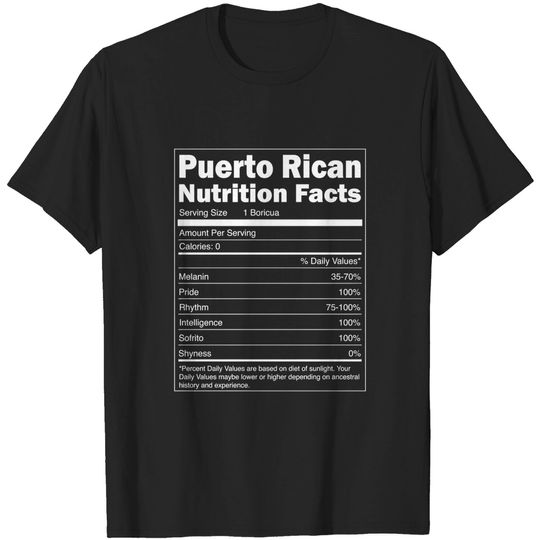 Discover Puerto Rican Nutrition Facts T-Shirt