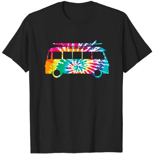 Discover Hippie Van with Surfboard Rainbow T-shirt
