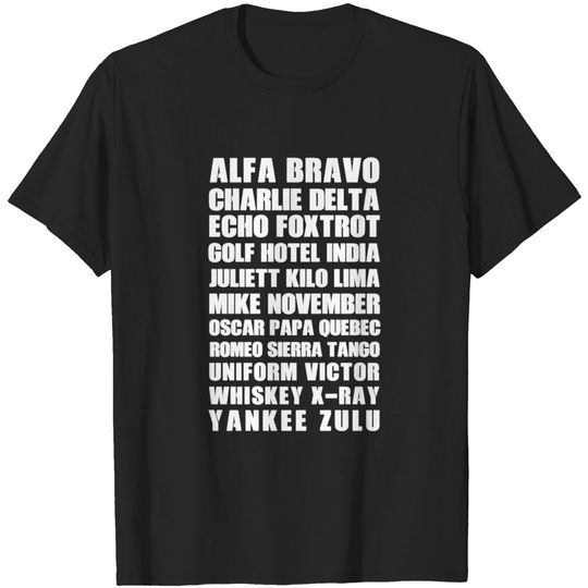 Discover THE MILITARY ALPHABET PHONETIC T-shirt