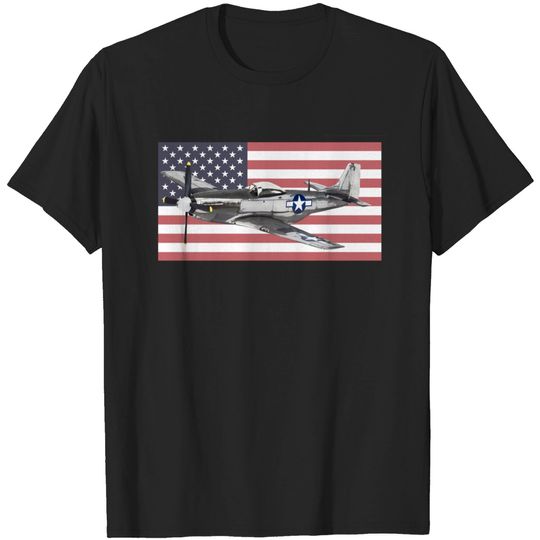 Discover P-51 Mustang USAF USAAF WW2 WWII Fighter Plane Aircraft - P 51 Mustang - T-Shirt