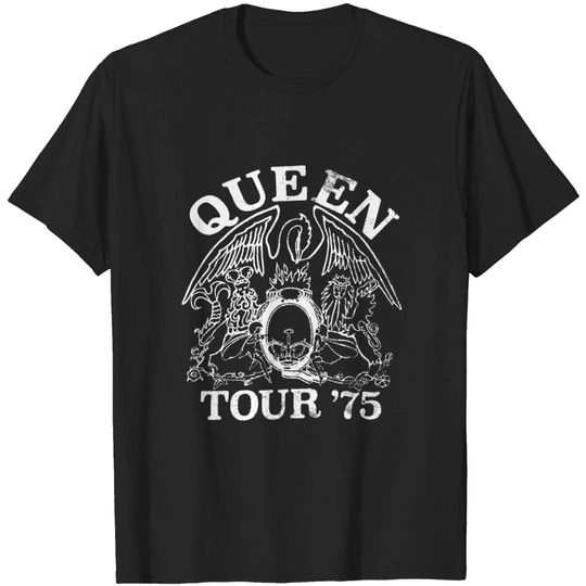 Discover Queen Official Tour 75 Crest Logo T-Shirt