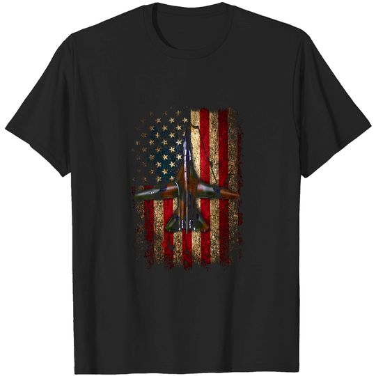 Discover F-111 Aardvark With Flag - Aircraft - T-Shirt