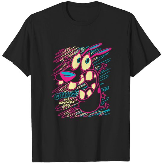 Discover Courage the Cowardly Dog Bright Linework T-Shirt, Cartoon Network Shirt, Vintage 90s Shirt