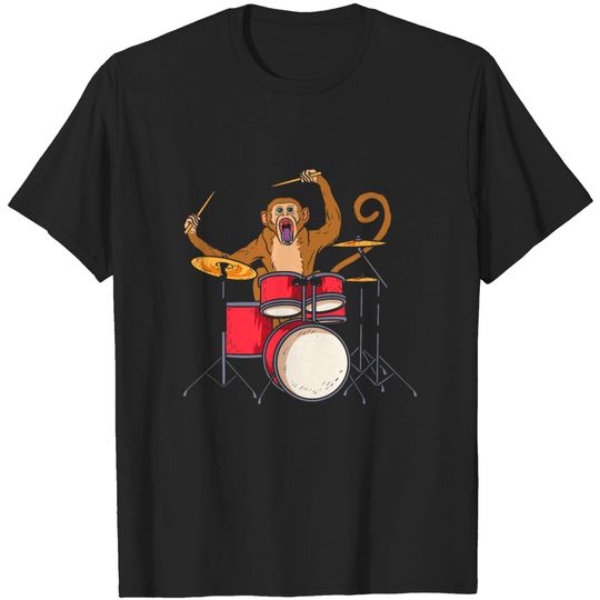 Discover Monkey Playing Drums Drummer Band The Animal T-shirt