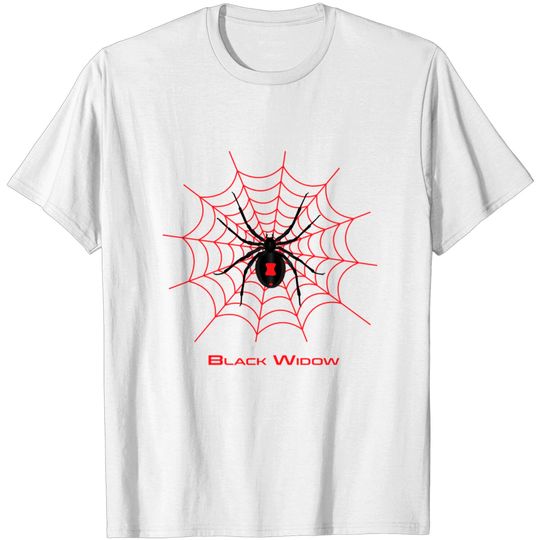 Discover Black Widow Spider on Web | Red Design T-shirt