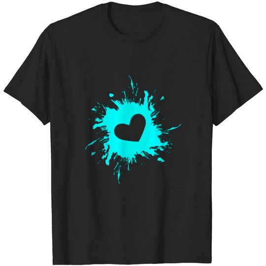 Discover Heart stain ink water blue T-shirt