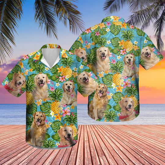 Discover Smiling Retriever Tropical Hawaiian Shirt