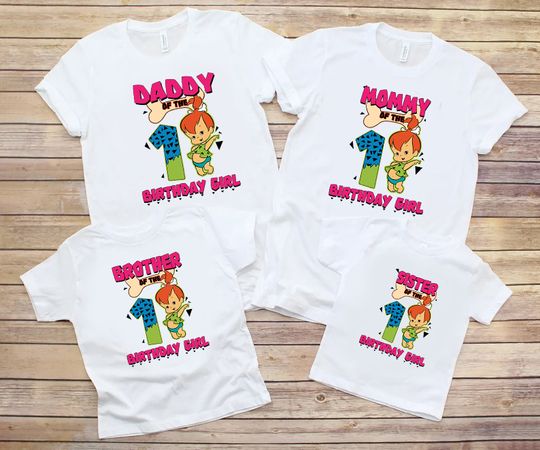 Discover Girl Flintstones Birthday Family Matching Party Shirt