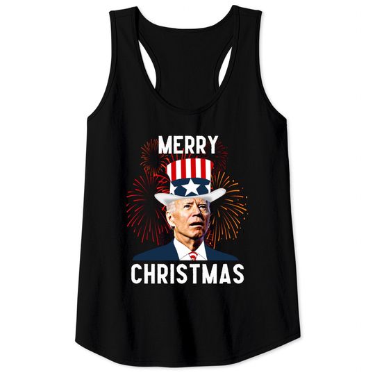 Discover Funny Joe Biden Merry Christmas For Fourth Of July Tank Top