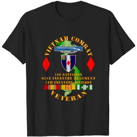 Discover Vietnam Combat Vet - 1st Bn 61st Infantry - 5th Inf Div SSI - Vietnam Combat Vet 1st Bn 61st Infan - T-Shirt