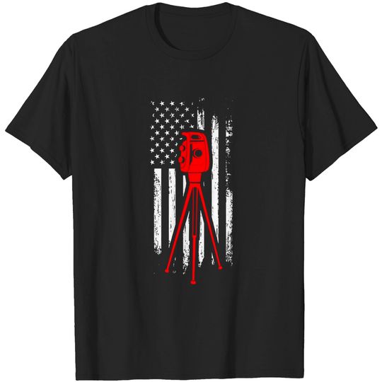 Discover Land Surveyor Surveyor USA Flag Gift T-shirt