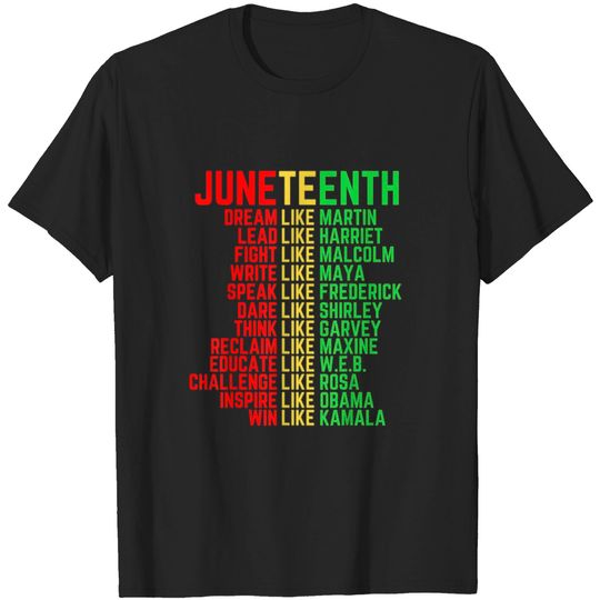 Discover Juneteenth Dream Like Leaders Black Men Women Boys T-shirt