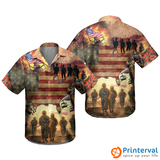 Discover Veterans Blood Sweat and Tear Hawaiian Shirt