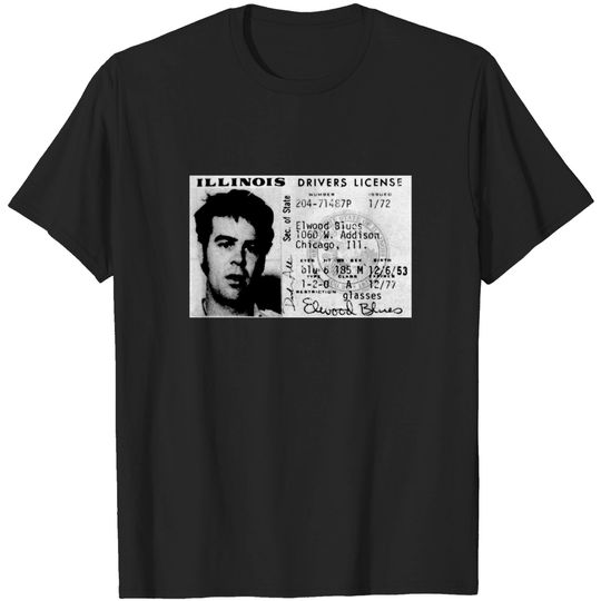 Discover Elwood Blues Shirt ~ 1060 W. Addison ~ Illinois State Drivers License