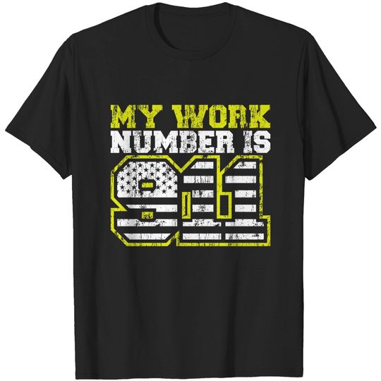 Discover Dispatcher 911 Thin Gold Yellow Line - Dispatcher - T-Shirt