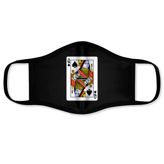 Discover Queen of Spades Playing Card - Queen Of Spades - Face Masks